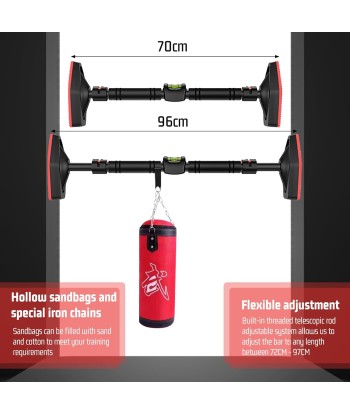 Barre de Traction de Porte avec Sac de Sable Sans Perçage Verrouillage Largeur Réglable Charge Maximale 400 kg ou a consommer sur place