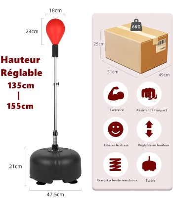 Punching Ball sur Pied Enfant Sac de Frappe Boxe avec Base à 6 Ventouses Hauteur Réglable 135-155 cm store