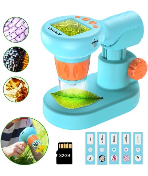 Microscope Enfant Grossissement Numérique 800X HD Ecran LCD 2" Carte SD 32Go offre 