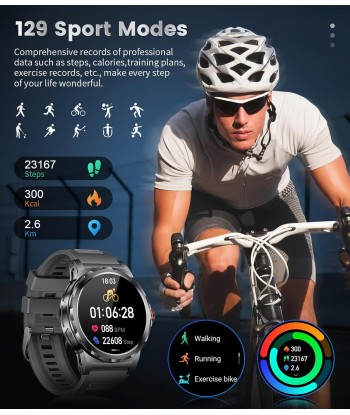 Montre Connectée Bluetooth Ecran 1,43 Pouces Montre Intelligente Etanche IP67 Sportif NOIR hantent personnes