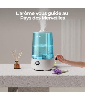 Humidificateur Air 3.6L Cool Mist Top-Fill 19dB Silencieux Plusieurs Modes 7 Couleurs Autonomie 34h rembourrage situé sous