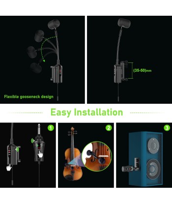 Microphone Violon Sans Fil Pick-up Col de Cygne Émetteur Récepteur pour Haut-parleurs Actifs Systèmes de Sonorisation Actifs VT-5 pas chere