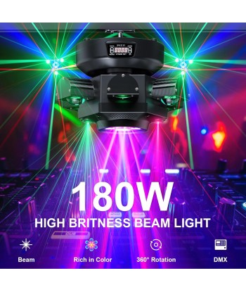 Jeux de Lumiere LED RGBW 180W 19CH Projecteur de Scène DJ Bar Club Disco Luminaires Tête Rotative Éclairage Soirée de pas cher