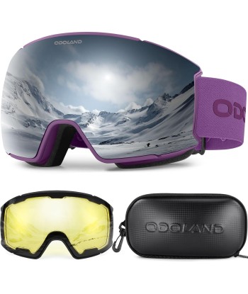 Masque de Ski Lunette Unisexe Verre Magnétique Interchangeable Protection UV Anti Brouillard Compatible avec Casque BLANC VIOLET livraison et retour toujours gratuits