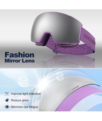 Masque de Ski Lunette Unisexe Verre Magnétique Interchangeable Protection UV Anti Brouillard Compatible avec Casque BLANC VIOLET livraison et retour toujours gratuits