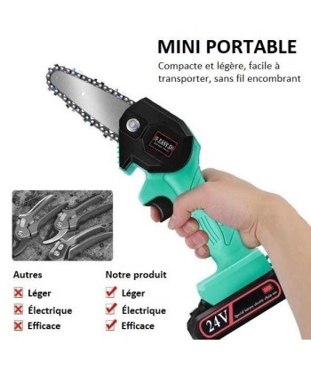 MINI SCIE À CHAÎNE ÉLECTRIQUE RECHARGEABLE - LIVRAISON OFFERTE à prix réduit toute l'année