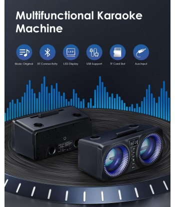 Machine Karaoké Portable Professionnel avec 2 Microphones Sans Fil UHF Support AUX/USB/TF Haut-parleur PA avec Bluetooth Dans la société mordern