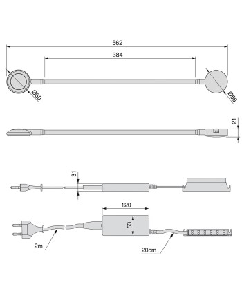 Applique LED col de cygne flexible 30W avec détecteur tactile ROND 50% de réduction en Octobre 2024