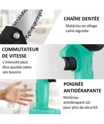 MINI SCIE À CHAÎNE ÉLECTRIQUE RECHARGEABLE - LIVRAISON OFFERTE à prix réduit toute l'année