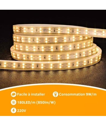 Ruban LED 220V Fin Recoupable 50M Double Rangée 9W/m IP65 2835 180LED/m sélection de produits