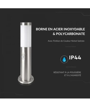 Borne de Jardin Acier Inoxydable avec Détecteur 110cm pour Ampoule E27 IP44 Fin de série