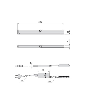 Applique LED 4.2W à 595 mm avec détecteur tactile (+transfo.) pas cher chine