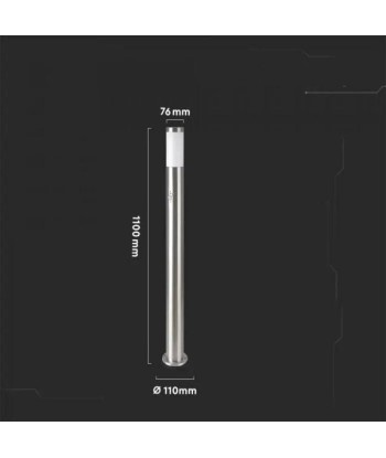 Borne de Jardin Acier Inoxydable avec Détecteur 110cm pour Ampoule E27 IP44 Fin de série