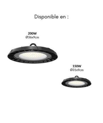 Cloche Highbay Industrielle UFO 90° 150W Pour