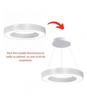 Kit Plafonnier LED Blanc Rond 36W 50cm avec Kit de Suspension Vous souhaitez 