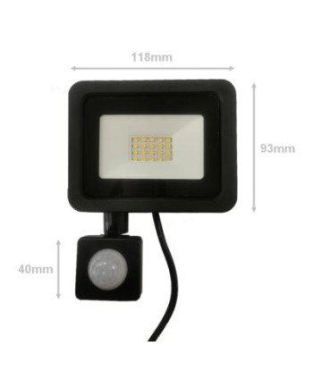 Projecteur LED Extérieur 20W IP65 NOIR avec Détecteur de Mouvement Crépusculaire offre 