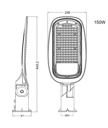 Luminaire LED Urbain 150W IP65 130° ou a consommer sur place