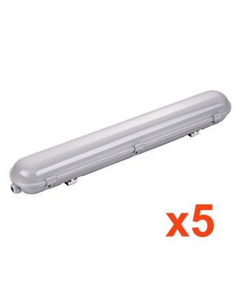 Réglette LED Étanche IP65 120CM 40W 120° (Pack de 5) Economisez 