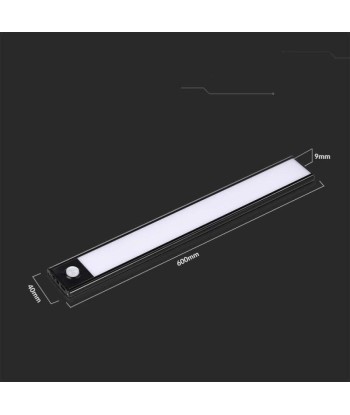 Réglette LED Rechargeable USB 60cm 2,5W Noire avec Détecteur de mouvement rembourrage situé sous