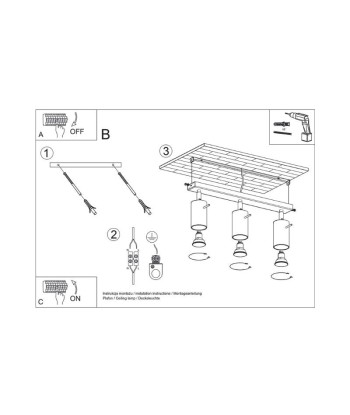 Plafonnier 3 Spots Orientables pour Ampoule GU10 suggérées chez