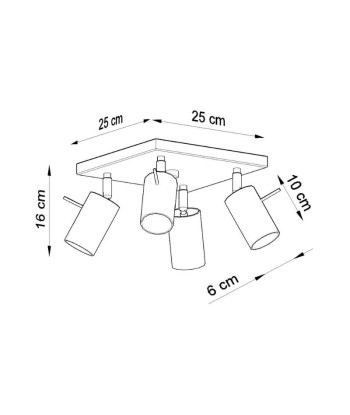 Plafonnier Carré 4 Spots Orientable pour Ampoule GU10 hantent personnes