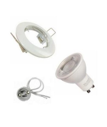 Kit Spot LED GU10 encastrable Rond BLANC avec une ampoule 8W l'achat 