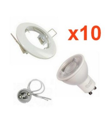 Kit Spot LED GU10 encastrable Rond BLANC avec une ampoule 8W l'achat 