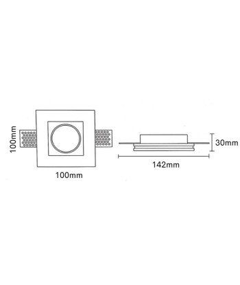 Kit Support Spot GU10 LED Carré Blanc 100x100mm avec Ampoule LED 6W solde