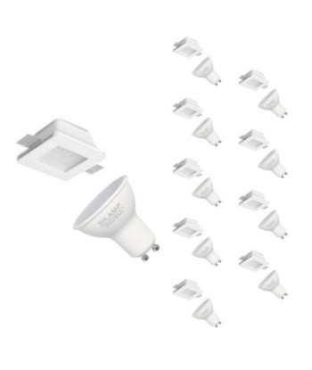 Kit Support Spot GU10 LED Carré Blanc Ø120mm + vitre opaque avec Ampoule LED 6W Voir les baskets