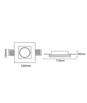 Kit Support Spot GU10 LED Carré Blanc Ø120mm + vitre opaque avec Ampoule LED 6W Voir les baskets