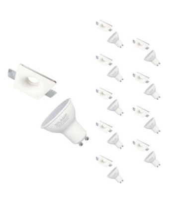 Kit Support Spot GU10 LED Carré Blanc Ø120mm avec Ampoule LED 6W ouvre sa boutique