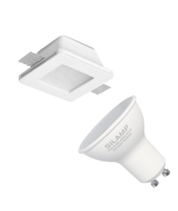 Kit Support Spot GU10 LED Carré Blanc Ø120mm + vitre opaque avec Ampoule LED 6W Voir les baskets