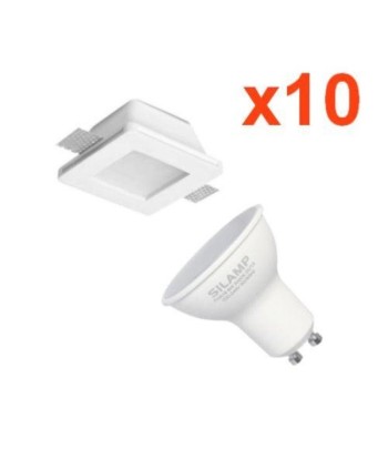 Kit Support Spot GU10 LED Carré Blanc Ø120mm + vitre opaque avec Ampoule LED 6W Voir les baskets