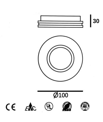 Kit Support Spot GU10 LED Rond Blanc Ø100mm avec Ampoule LED 6W rembourrage situé sous