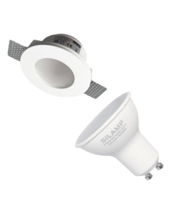 Kit Support Spot GU10 LED Rond Blanc Ø120mm + vitre opaque avec Ampoule LED 6W france