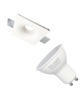 Kit Support Spot GU10 LED Carré Blanc Ø120mm avec Ampoule LED 6W ouvre sa boutique