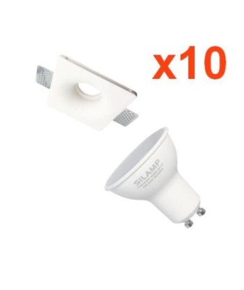 Kit Support Spot GU10 LED Carré Blanc Ø120mm avec Ampoule LED 6W ouvre sa boutique