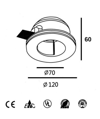 Kit Support Spot GU10 LED Rond Blanc Ø120mm + vitre opaque avec Ampoule LED 6W france