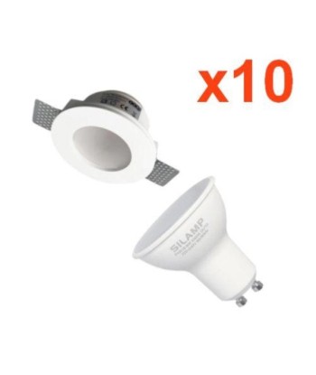 Kit Support Spot GU10 LED Rond Blanc Ø120mm + vitre opaque avec Ampoule LED 6W france