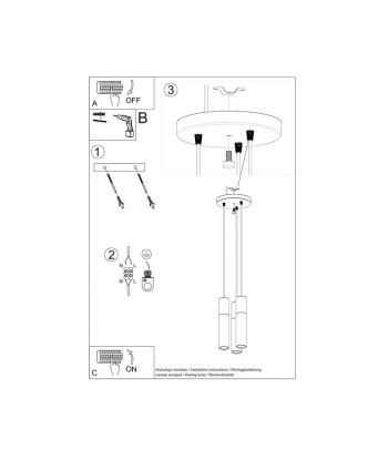 Suspension 3 Lampes Élégant pour Ampoule GU10 en stock