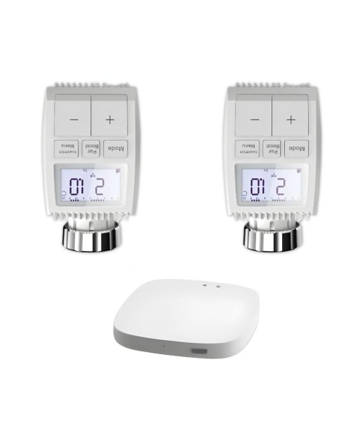 Kit de Têtes Thermostatiques Connectées Universelle avec Ecran LCD + Passerelle ZigBee Venez acheter