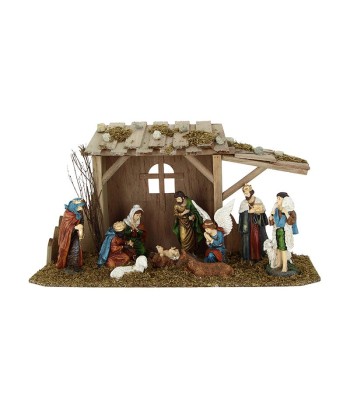 Crèche de Noël 10 santons en résine L.60cm hantent personnes