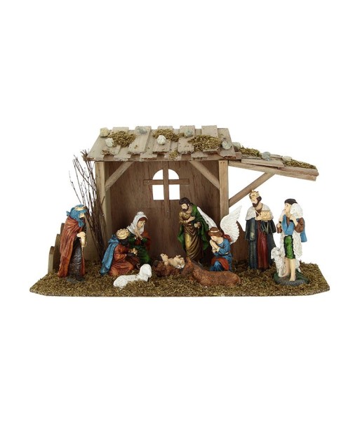 Crèche de Noël 10 santons en résine L.60cm hantent personnes