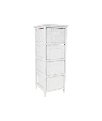 Étagère de Rangement en Bois avec 4 Paniers Blanc H79cm JUSQU'A -70%! 