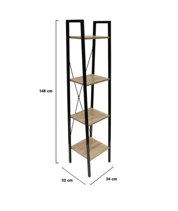 Étagère Industrielle Bois et Métal 4 niveaux Véritable concentré