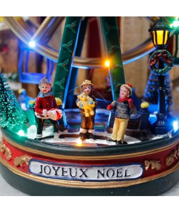 Grande Roue Village de Noël lumineuse et musicale H. 30cm pas cheres