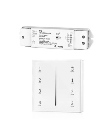 Kit Variateur Tactile Monochrome Sans Fil 4 Zones et Dimmer RF Faites des économies