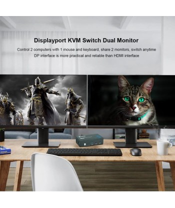 Commutateur KVM Double Moniteur Brancher 2 PC sur 2 Ecran Ultra HD 60Hz Câble Button Switch du meilleur 