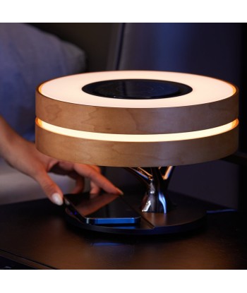 Lampe de Chevet Ronde "Horizon" avec Enceinte & Chargeur Sans fil - Dimmable Tactile 50% de réduction en Octobre 2024