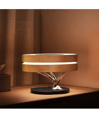 Lampe de Chevet Ronde "Horizon" avec Enceinte & Chargeur Sans fil - Dimmable Tactile 50% de réduction en Octobre 2024